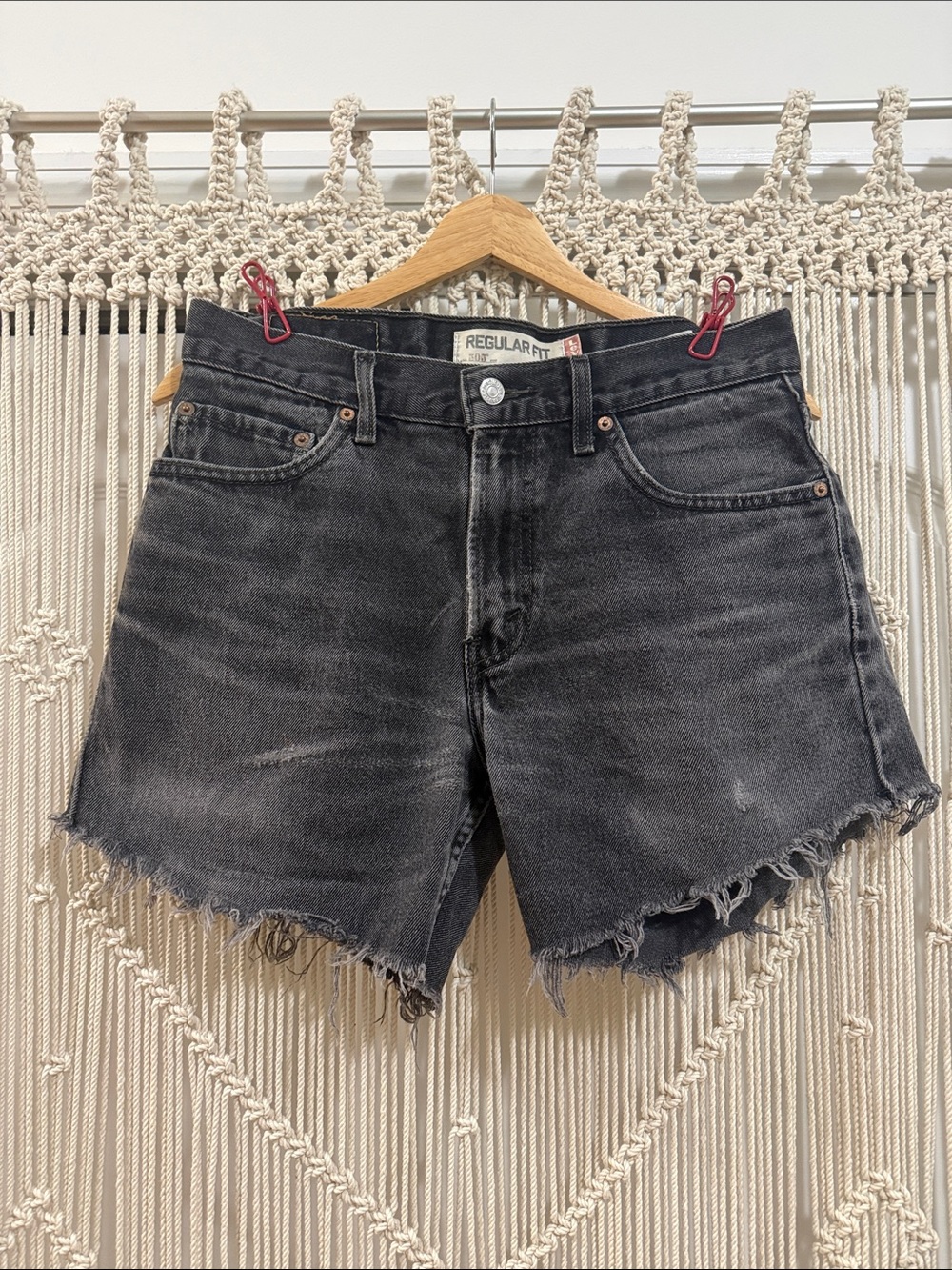 Levi's Black Distressed Denim Women’s Shorts W29 L30